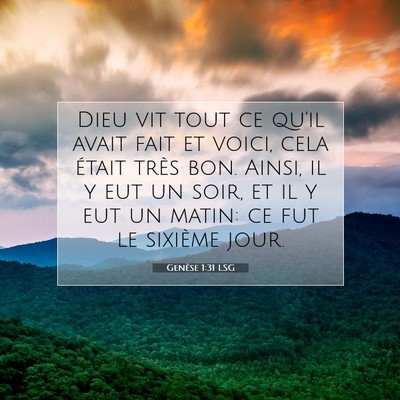 Genèse 1:31 LSG Image du verset biblique