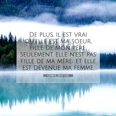 Genèse 20:12 LSG Image du verset biblique