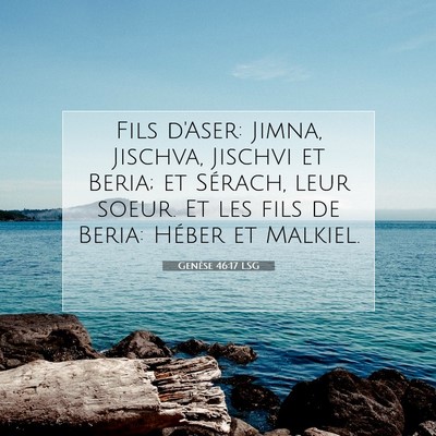 Genèse 46:17 LSG Image du verset biblique