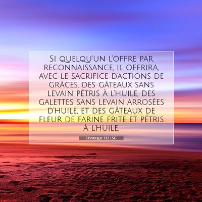 Lévitique 7:12 LSG Image du verset biblique