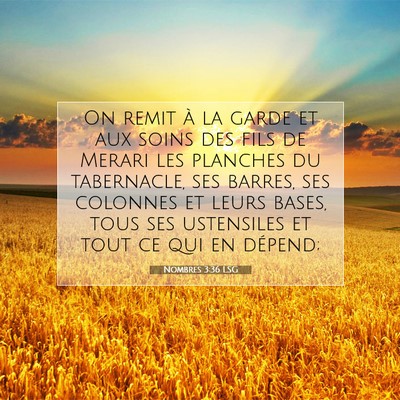 Nombres 3:36 LSG Image du verset biblique