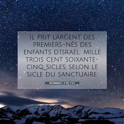 Nombres 3:50 LSG Image du verset biblique