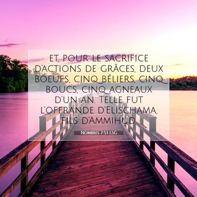 Nombres 7:53 LSG Image du verset biblique