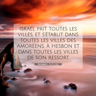 Nombres 21:25 LSG Image du verset biblique