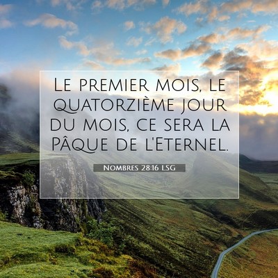 Nombres 28:16 LSG Image du verset biblique