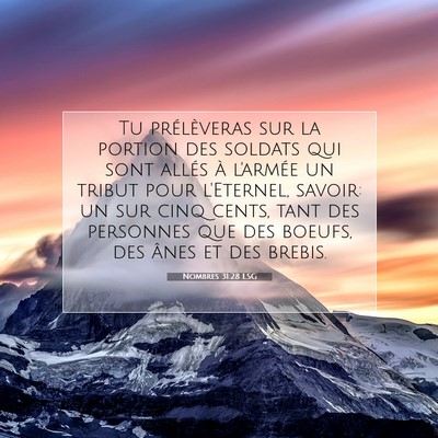 Nombres 31:28 LSG Image du verset biblique