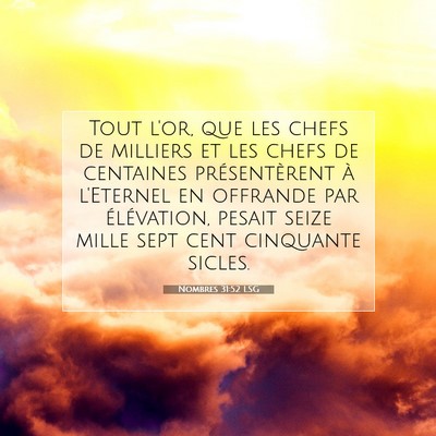 Nombres 31:52 Verset biblique expliqué