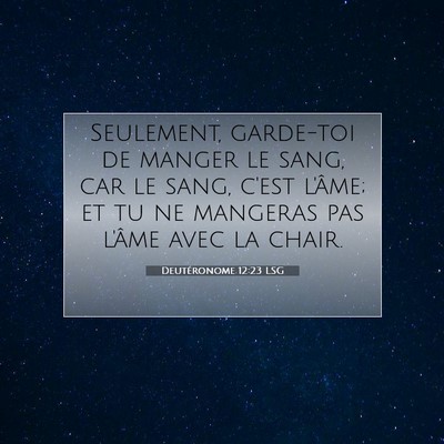 Deutéronome 12:23 LSG Image du verset biblique