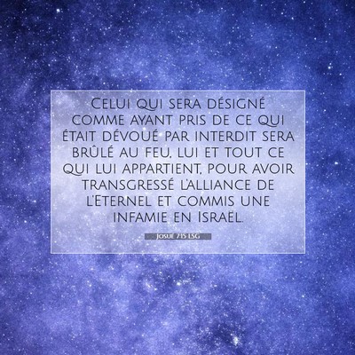 Josué 7:15 LSG Image du verset biblique