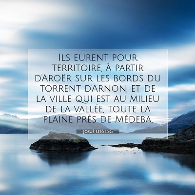 Josué 13:16 LSG Image du verset biblique