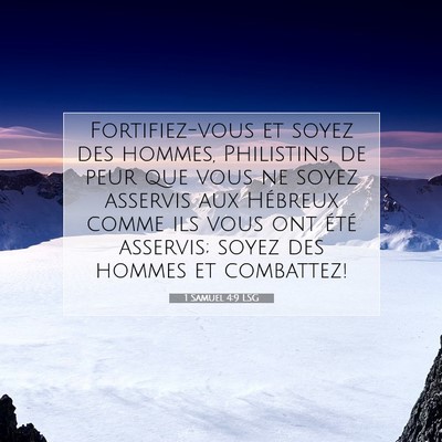 1 Samuel 4:9 LSG Image du verset biblique