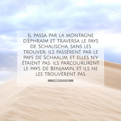 1 Samuel 9:4 LSG Image du verset biblique