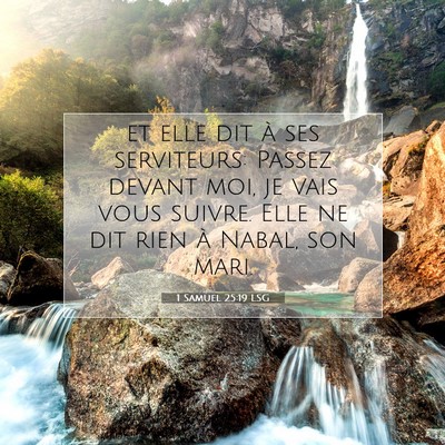 1 Samuel 25:19 LSG Image du verset biblique