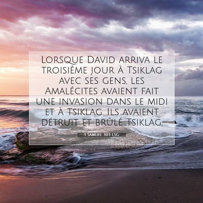 1 Samuel 30:1 LSG Image du verset biblique