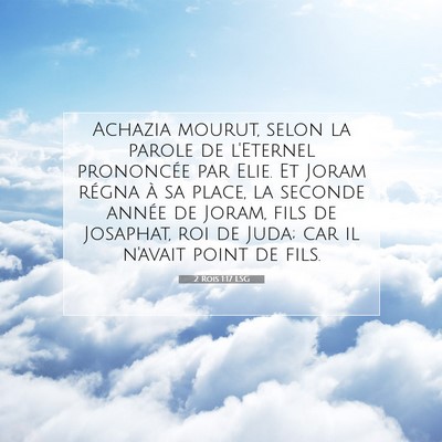 2 Rois 1:17 LSG Image du verset biblique