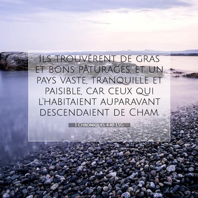 1 Chroniques 4:40 LSG Image du verset biblique