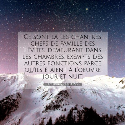 1 Chroniques 9:33 LSG Image du verset biblique