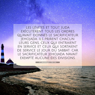 2 Chroniques 23:8 LSG Image du verset biblique