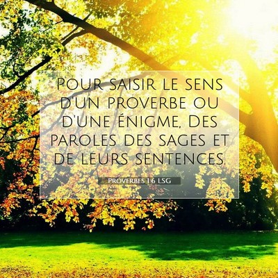 Proverbes 1:6 LSG Image du verset biblique