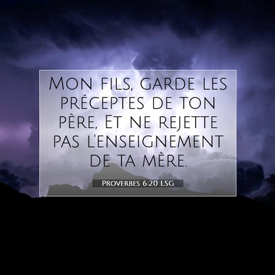 Proverbes 6:20 LSG Image du verset biblique