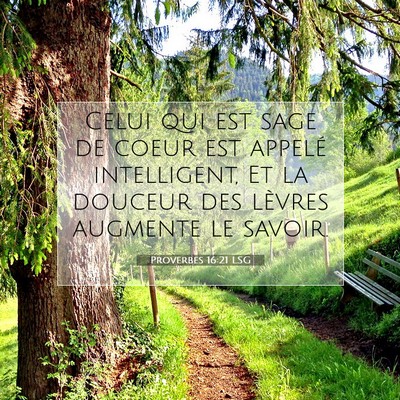 Proverbes 16:21 LSG Image du verset biblique