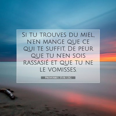 Proverbes 25:16 LSG Image du verset biblique