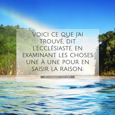 Ecclésiaste 7:27 Verset biblique expliqué