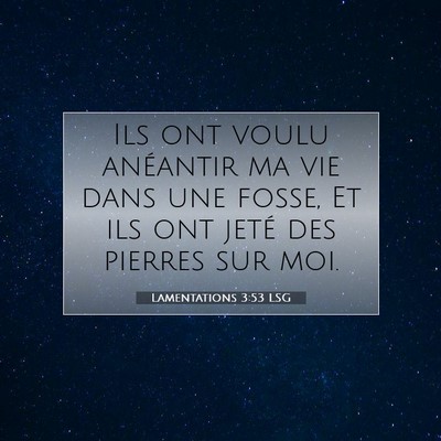 Lamentations 3:53 LSG Image du verset biblique