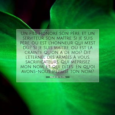 Malachie 1:6 LSG Image du verset biblique