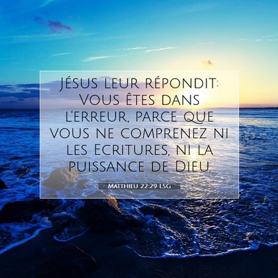 Matthieu 22:29 LSG Image du verset biblique