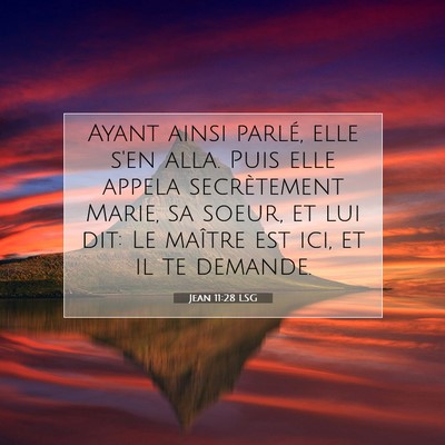 Jean 11:28 LSG Image du verset biblique