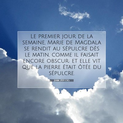 Jean 20:1 LSG Image du verset biblique