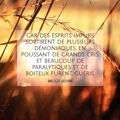 Actes 8:7 LSG Image du verset biblique