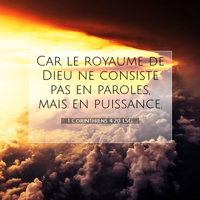 1 Corinthiens 4:20 Verset biblique expliqué