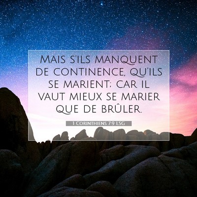 1 Corinthiens 7:9 LSG Image du verset biblique