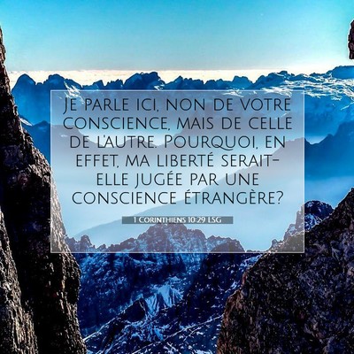 1 Corinthiens 10:29 LSG Image du verset biblique