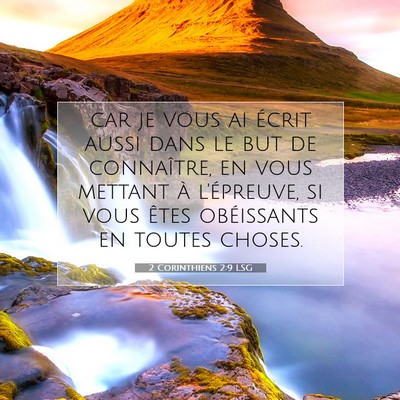 2 Corinthiens 2:9 LSG Image du verset biblique