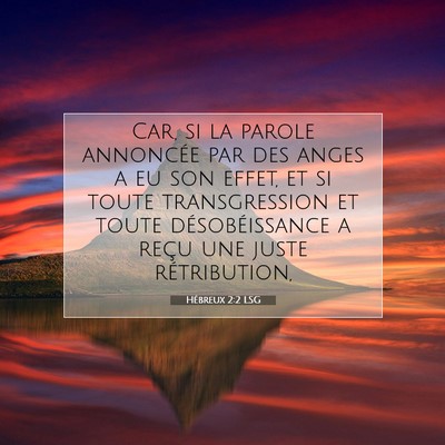 Hébreux 2:2 LSG Image du verset biblique