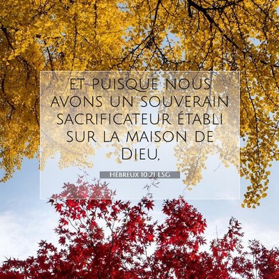 Hébreux 10:21 LSG Image du verset biblique